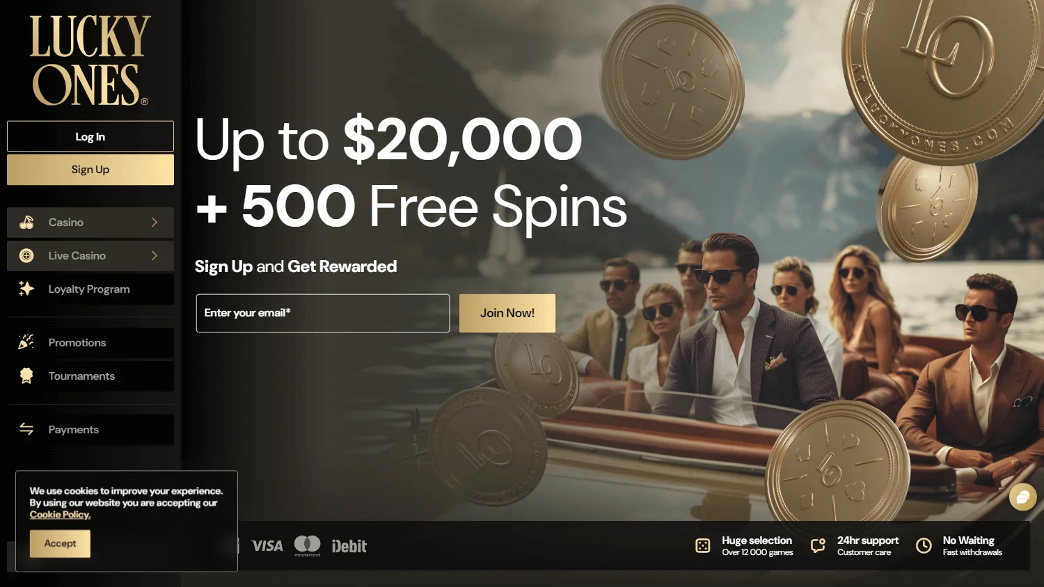 Lucky Ones Casino home experience on a desktop screen