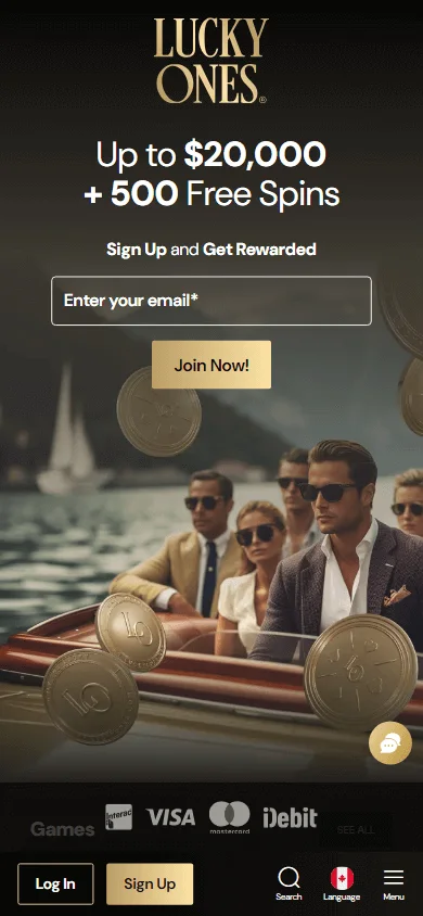 Lucky Ones Casino mobile browser experience on a smartphone